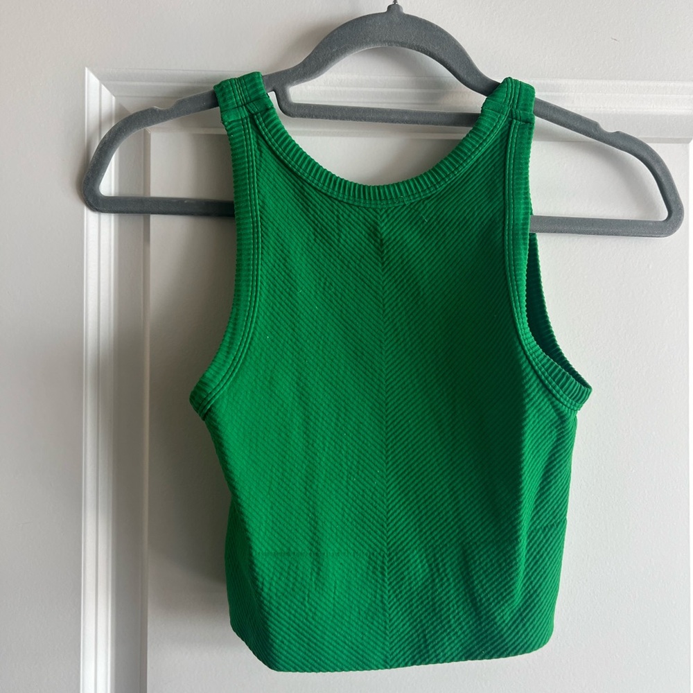 Pitaya Green Fitted Crop Tank Top